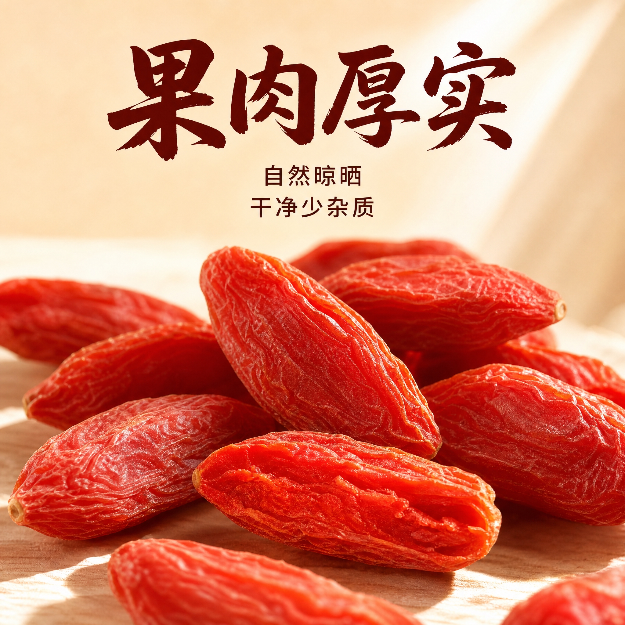 [主图-2] 红枸杞颗粒特写图，突出果肉厚实与自然晾晒品质，建… - 图片创意预览