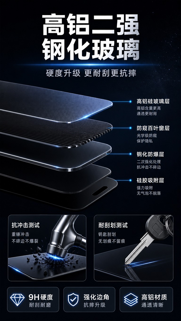 [商品] 使用【图1】黑色360度防窥钢化膜；保留产品外形；做… - 图片创意预览