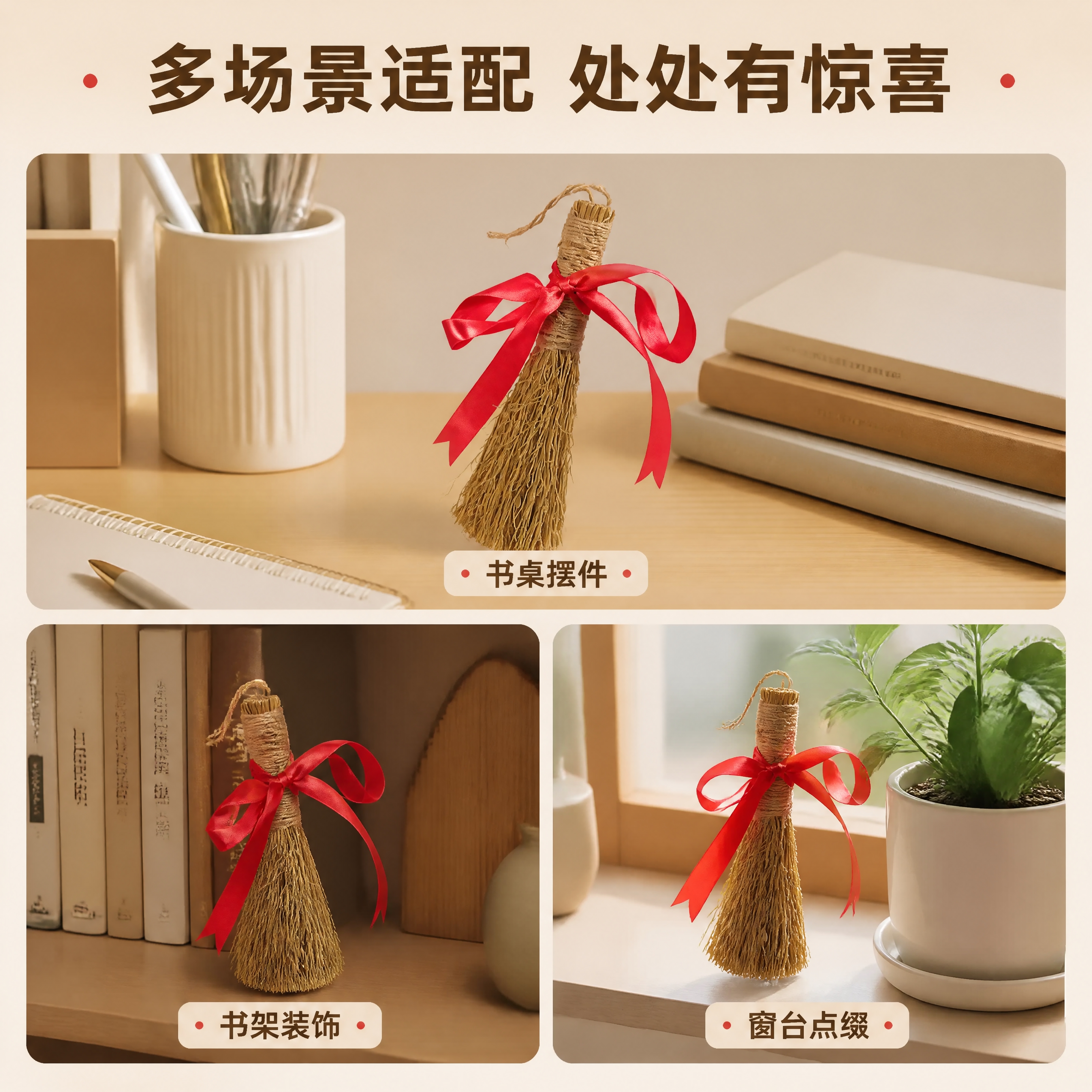 [商品] 使用【图1】【图2】稻草小毛刷捆红绳；保留产品原貌与… - 图片创意预览