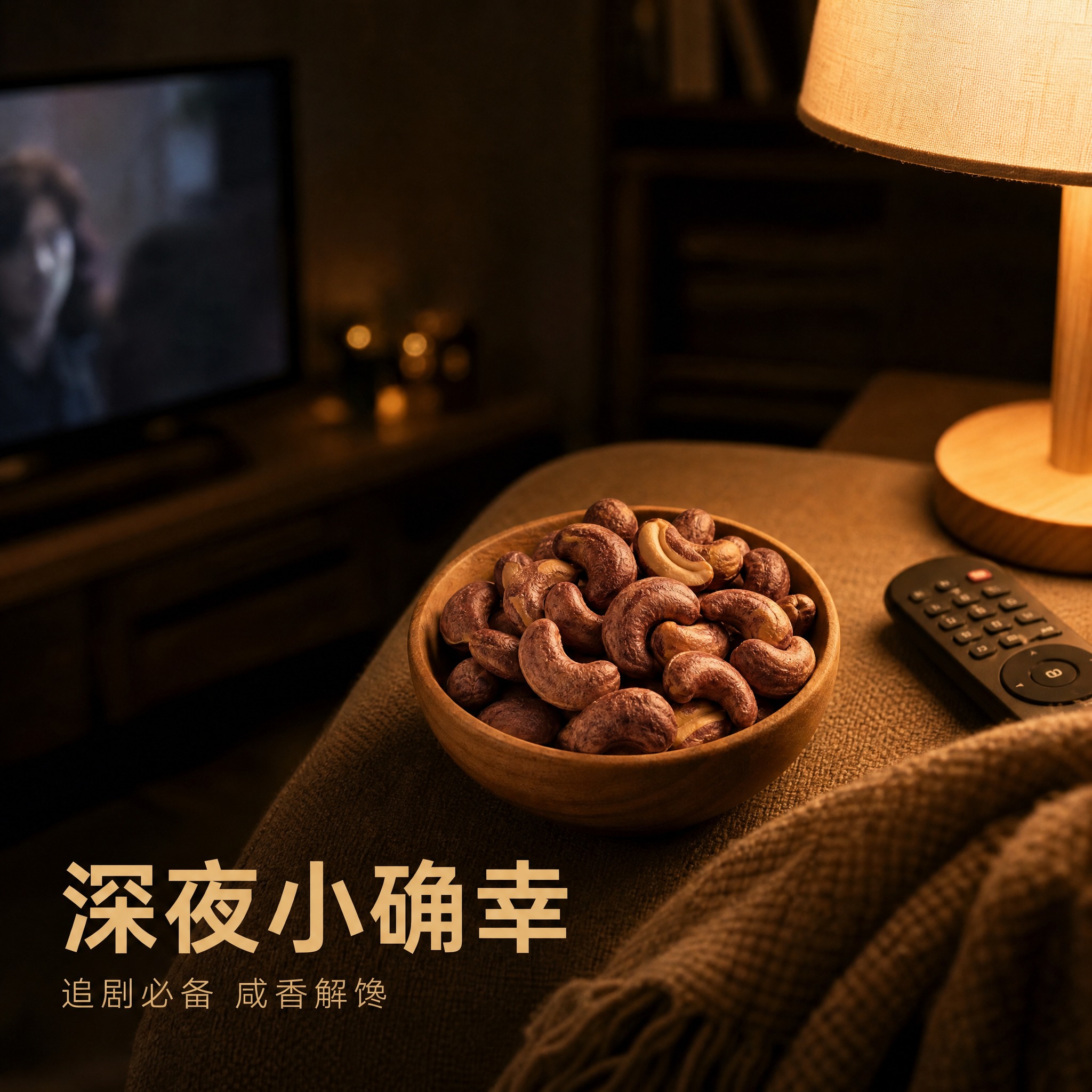 [主图-13] 紫衣盐焗腰果深夜追剧场景图，突出夜间小零食场景… - 图片创意预览