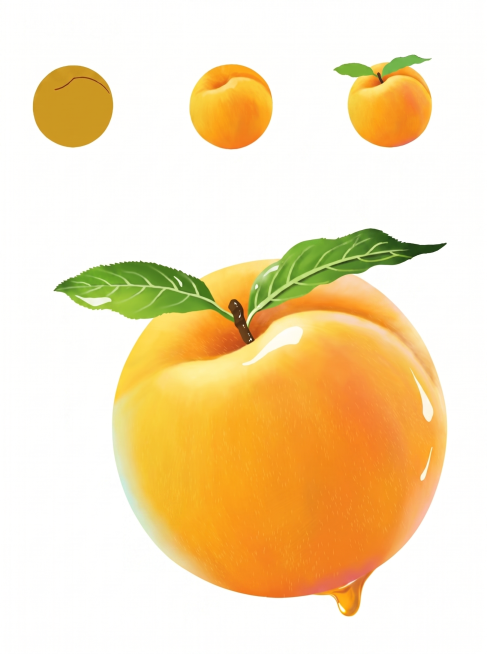 把中间的黄桃插画抠出来，其他的都去掉预览效果