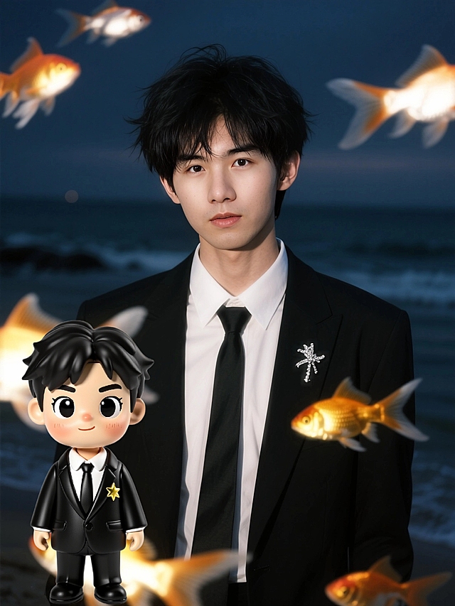 夜晚海边少年的AI小分身