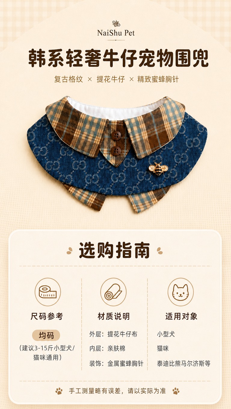 [商品] 使用【图2】NaiShu Pet 韩系轻奢牛仔宠物围… - 图片创意预览