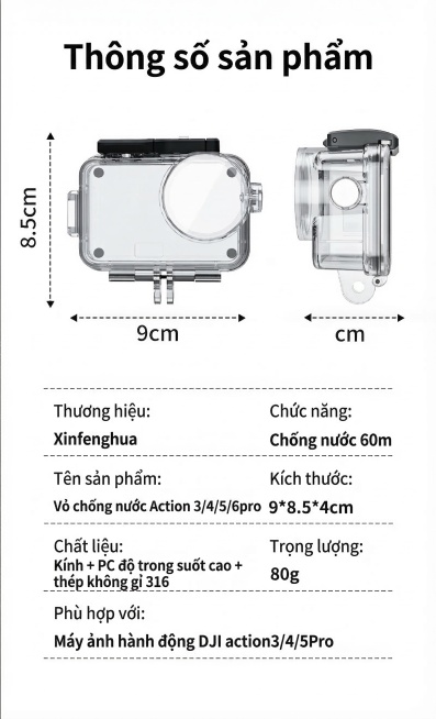 将图中的所有中文文字替换为对应越南语，大标题是"Thông số sản phẩm"，品牌行文字是"Thương hiệu: Xinfenghua"，功能行文字是"Chức năng: Chống n预览效果
