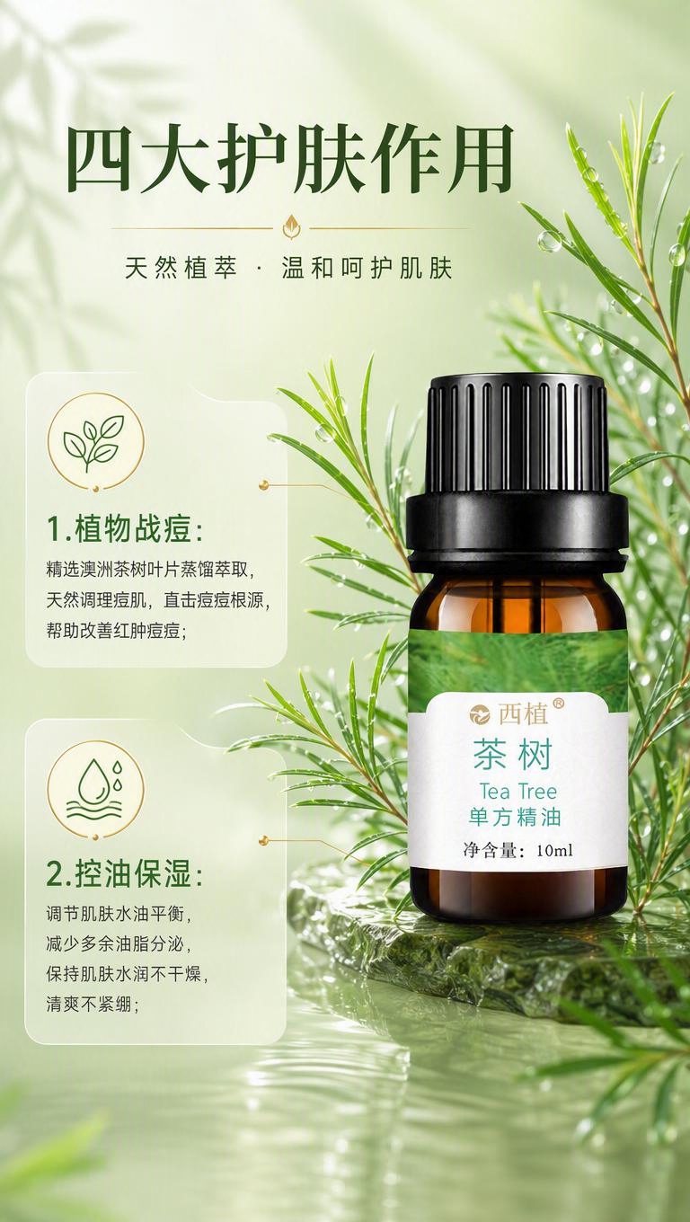 [商品] 使用【图1】西植茶树单方精油，棕色玻璃瓶、黑色螺纹盖… - 图片创意预览