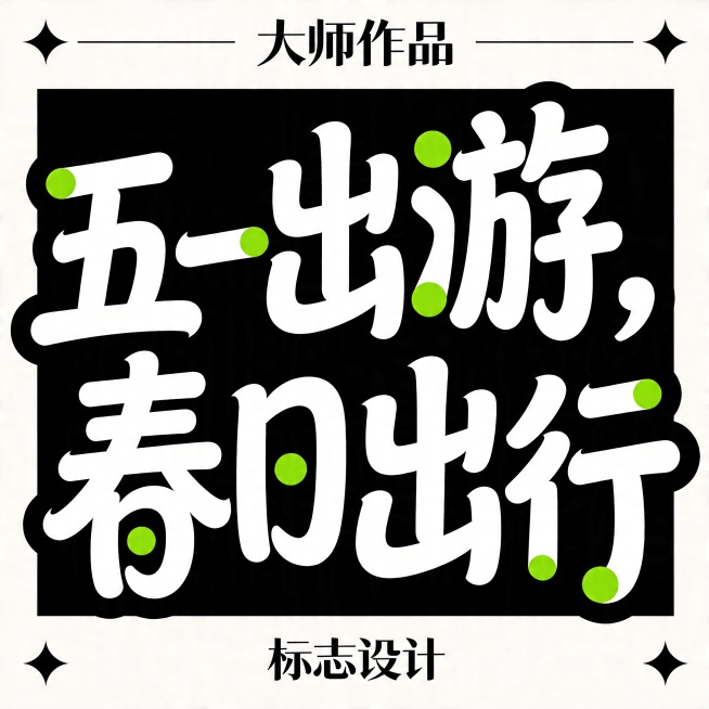 设计五一出游字体预览效果