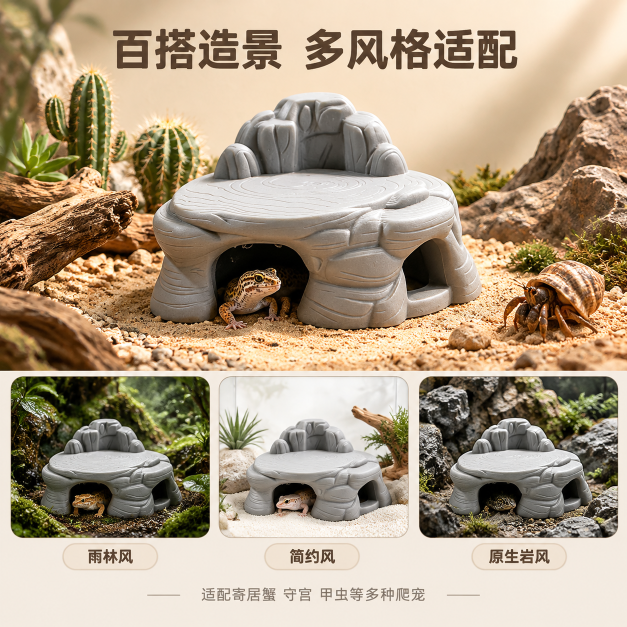 [主图4] 场景与适配 目标是展示产品适用多种爬宠和造景风格，… - 图片创意预览