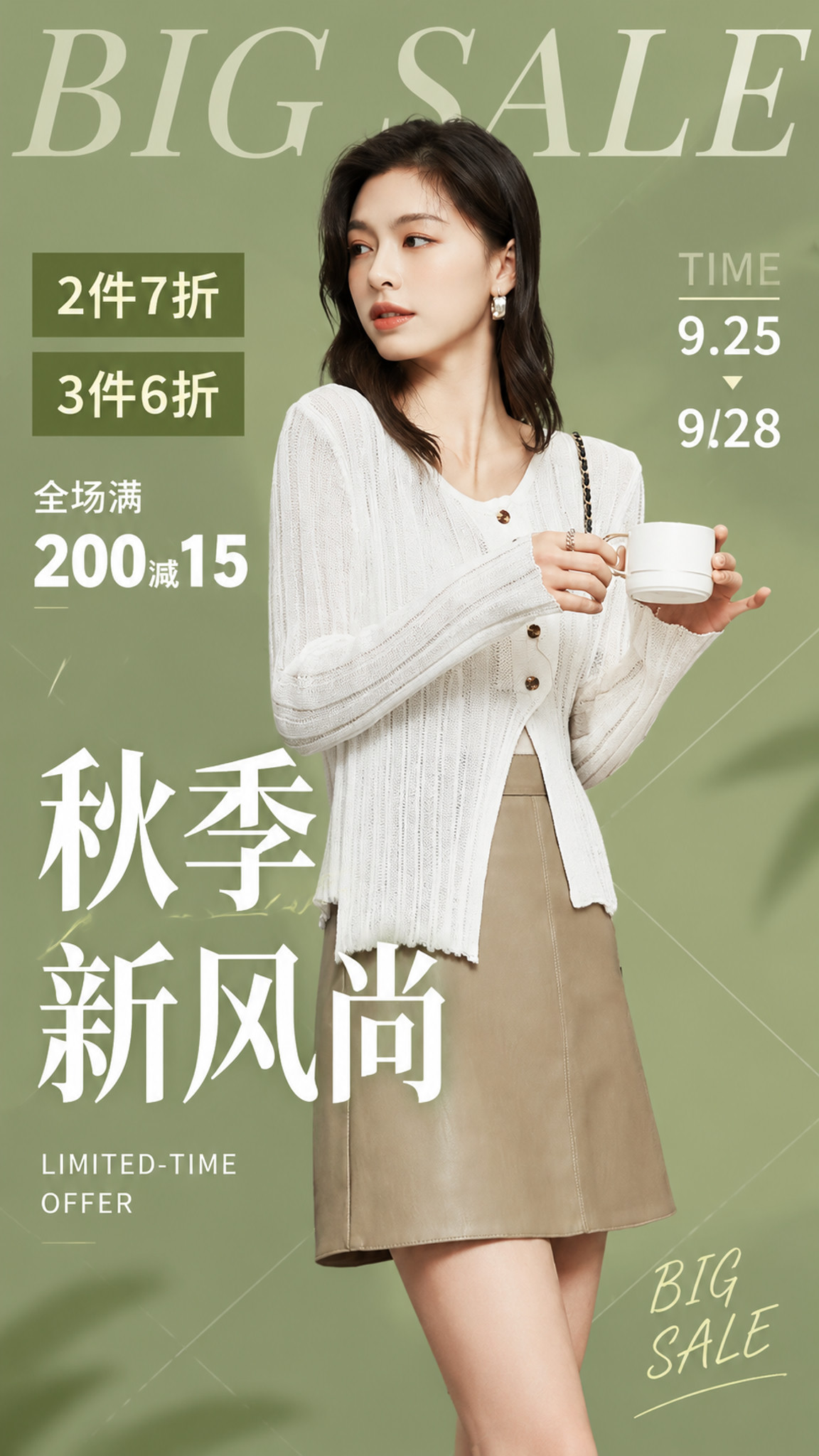 竖版9:16电视大屏竖屏女装促销海报，高清商业摄影，年轻气质东… - 图片创意预览