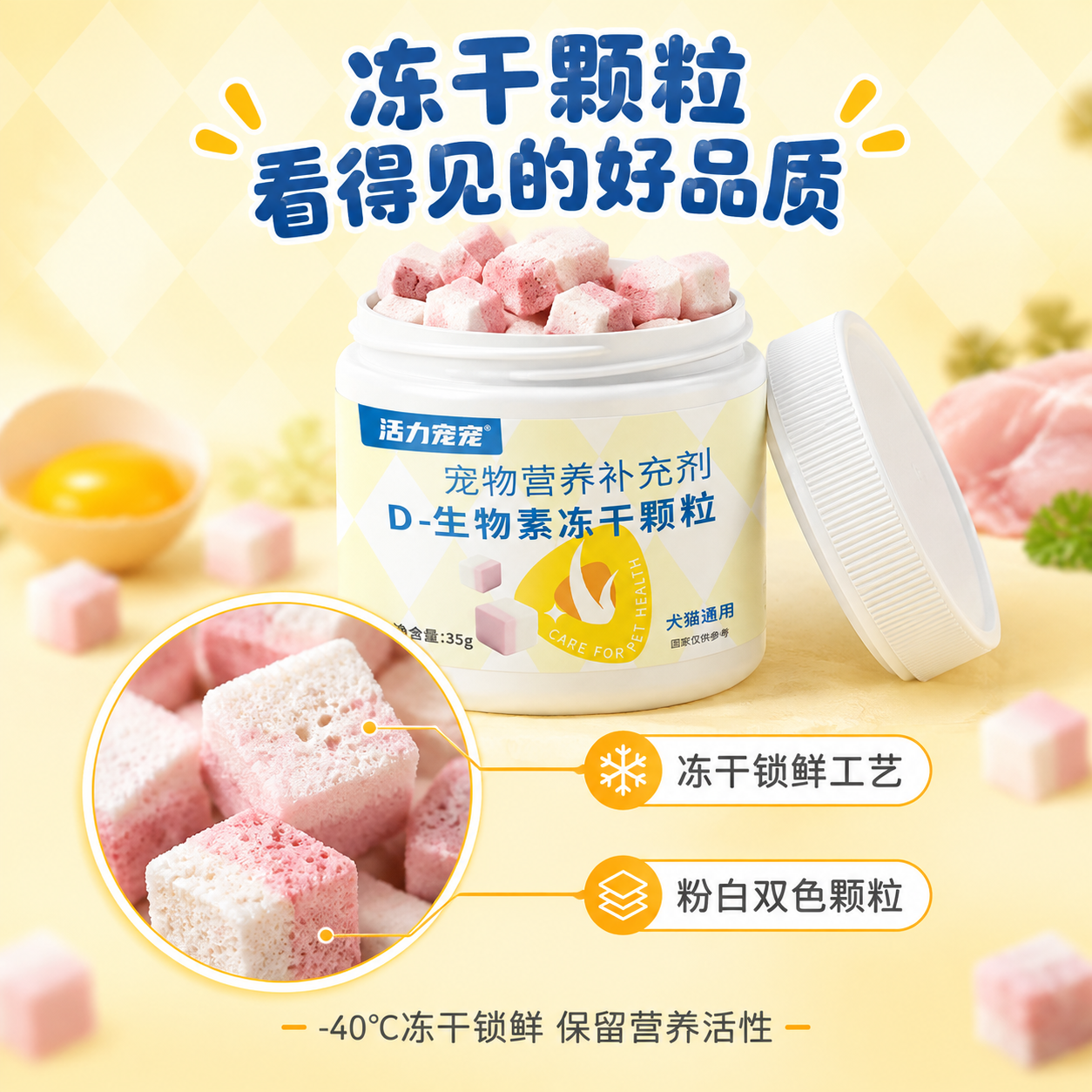 [主图-3] 主题：冻干颗粒质地与细节展示，任务是证明产品真实… - 图片创意预览