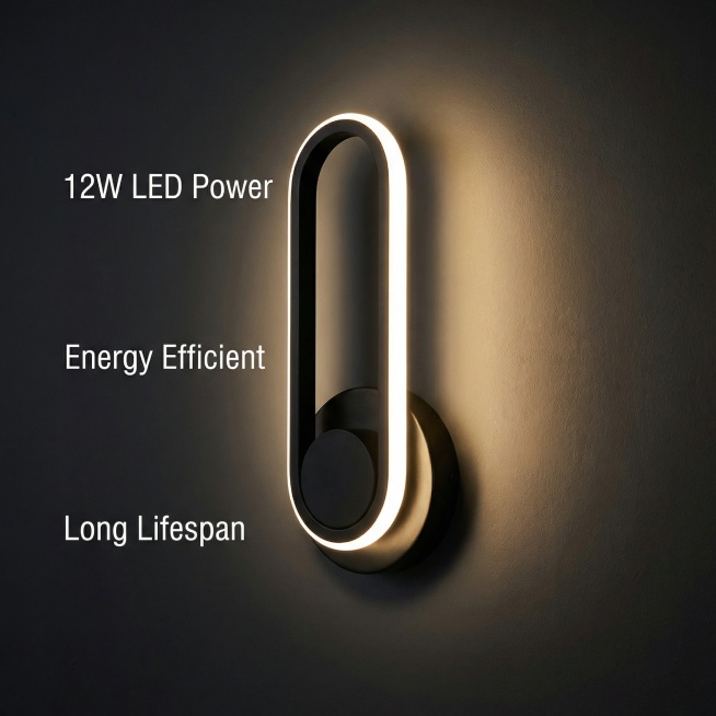 Modern minimalist oval wall lamp, product strictly follows the original image, highlight lighting pa预览效果