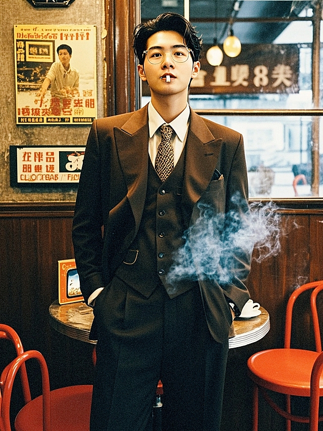😎踏入 80 年代港片世界，油头西装帅哥茶餐厅