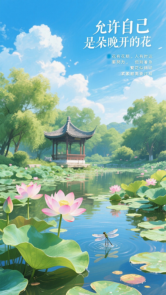 “允许自己是朵晚开的花”

✨
花有花期，人有时运
要努力，但别着急
繁花似锦，硕果累累都需要过程