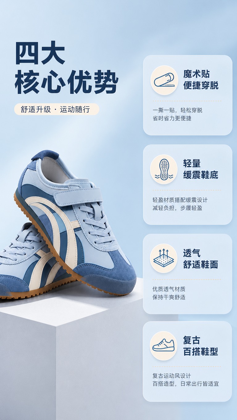 [商品] 使用【图1】雾霾蓝拼米白魔术贴运动鞋；商品处理：保留… - 图片创意预览