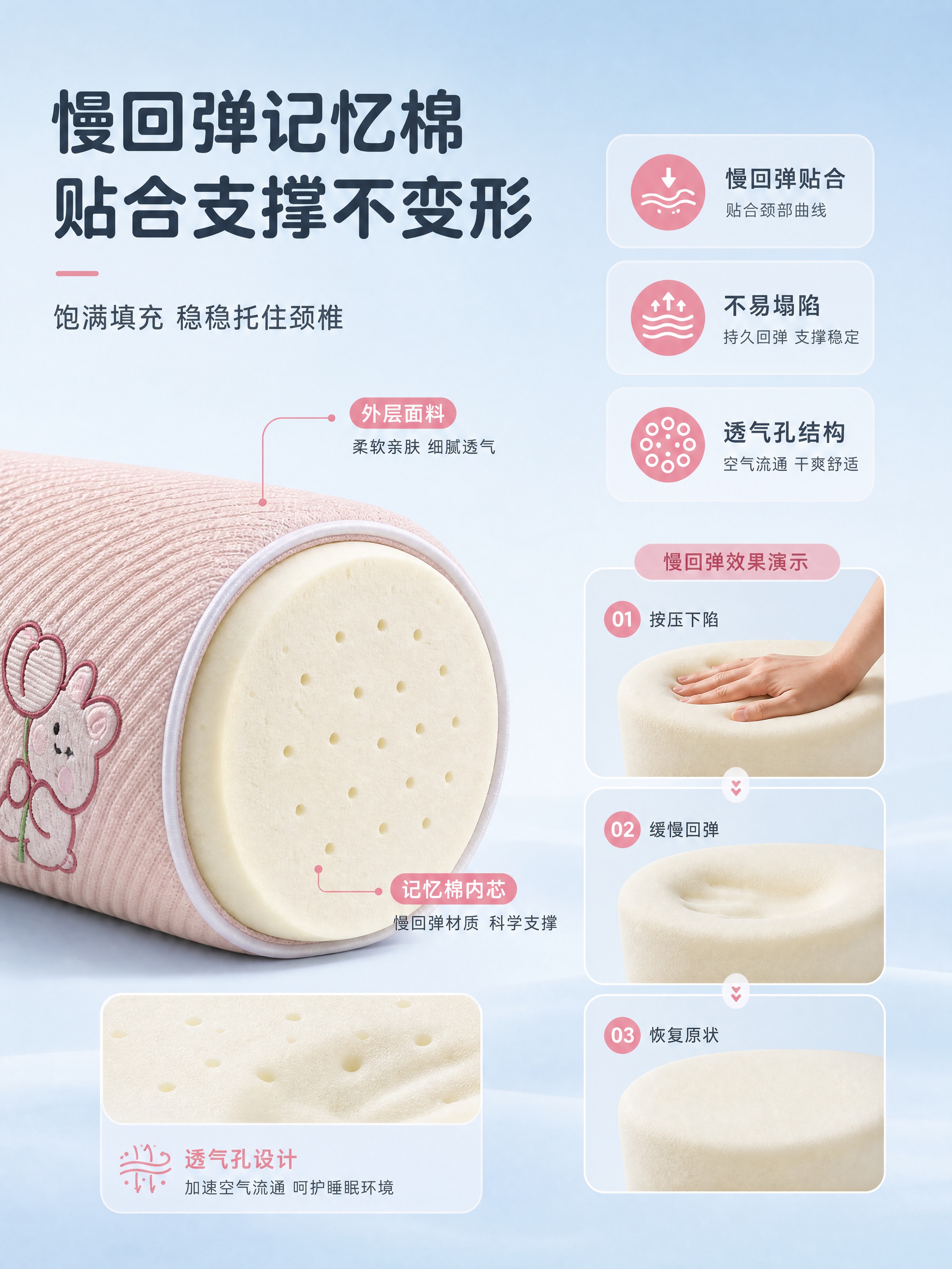 [商品] 使用【图2】粉色圆柱护颈枕；商品处理：保留粉色外层面… - 图片创意预览