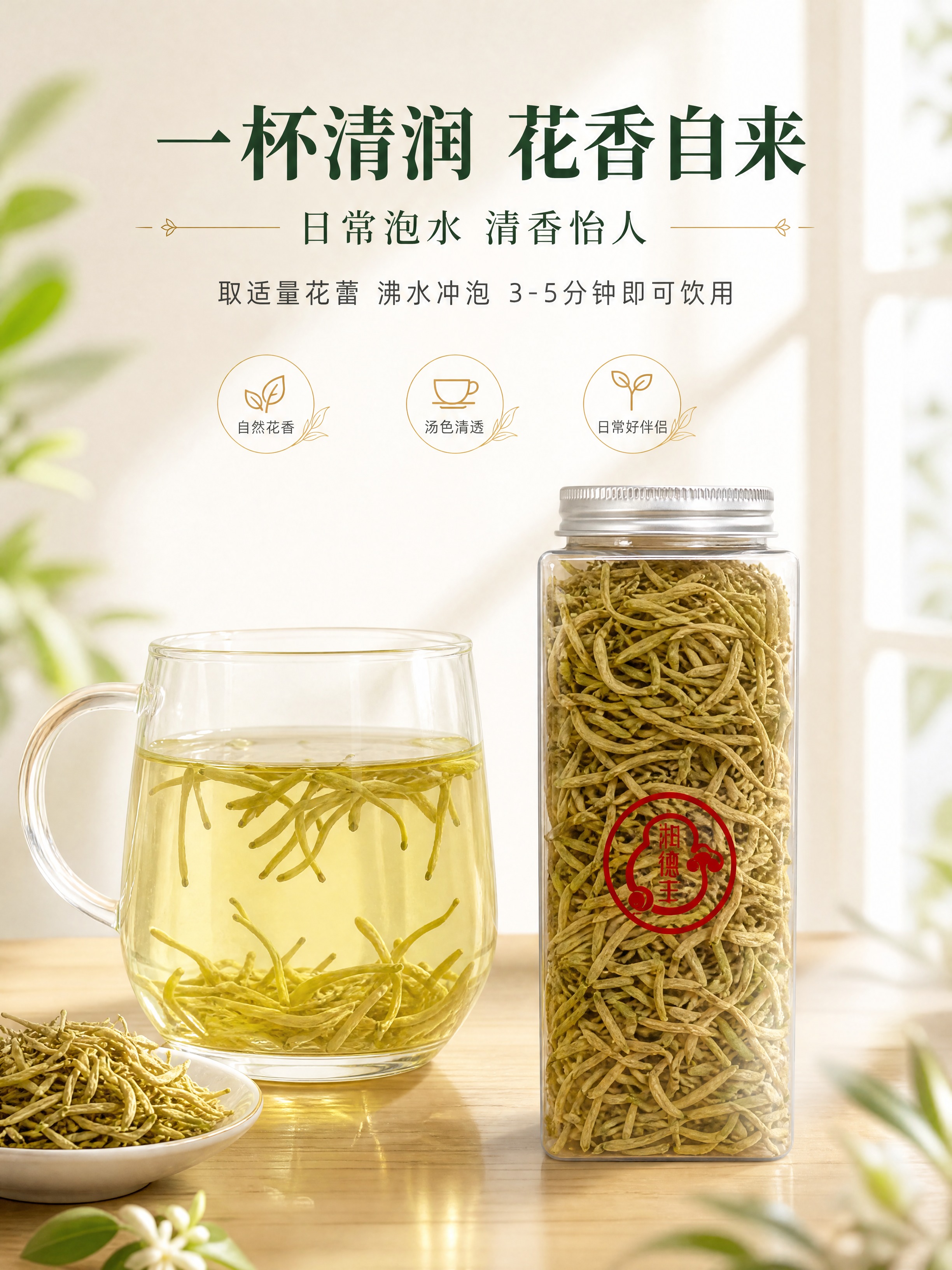 [商品] 使用【图1】金银花罐装产品+【图2】干花蕾；保留罐体… - 图片创意预览