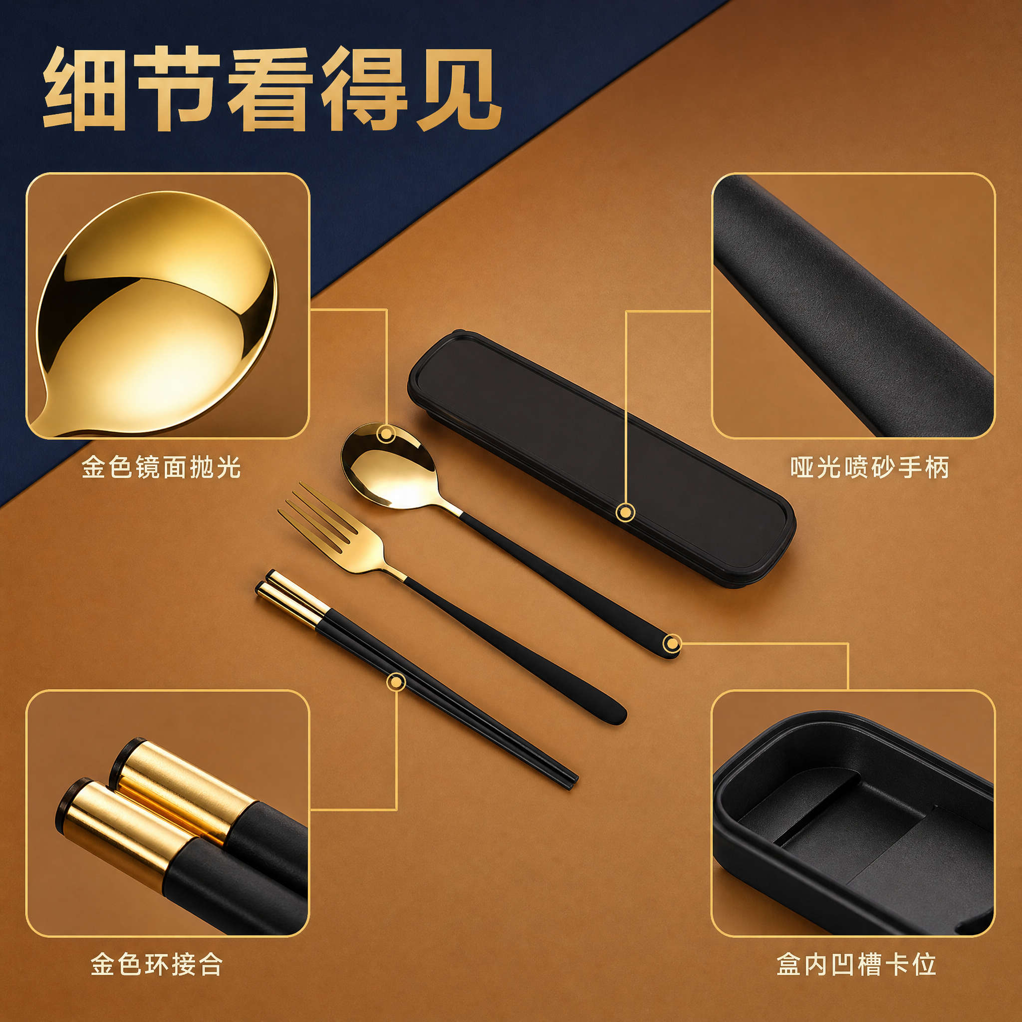[主图-3] 产品名称：便携餐具三件套（餐勺 餐叉 筷子 收纳… - 图片创意预览