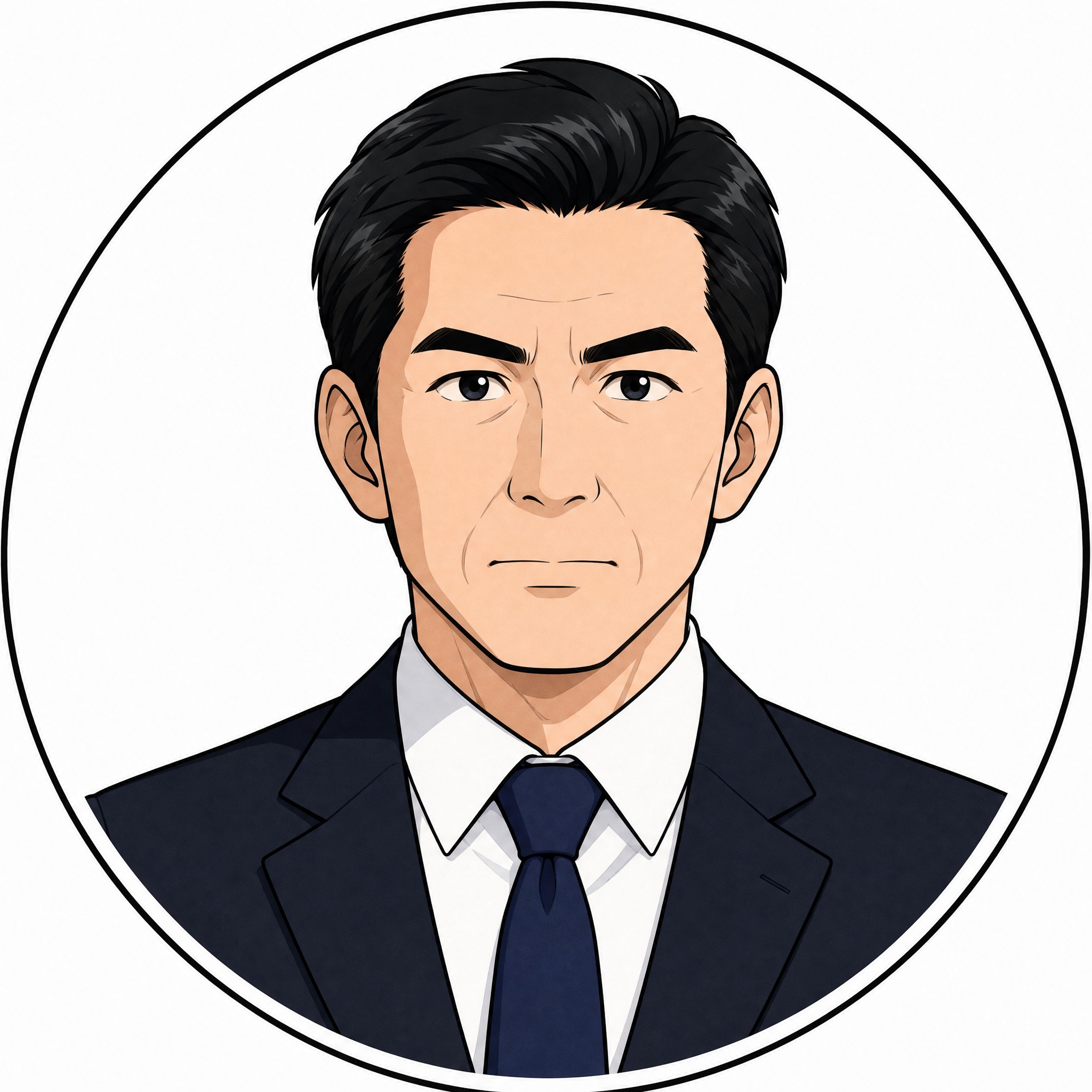 第三张：中年男性正面头像，黑色短发偏分，穿深色西装、白色衬衫、… - 图片创意预览