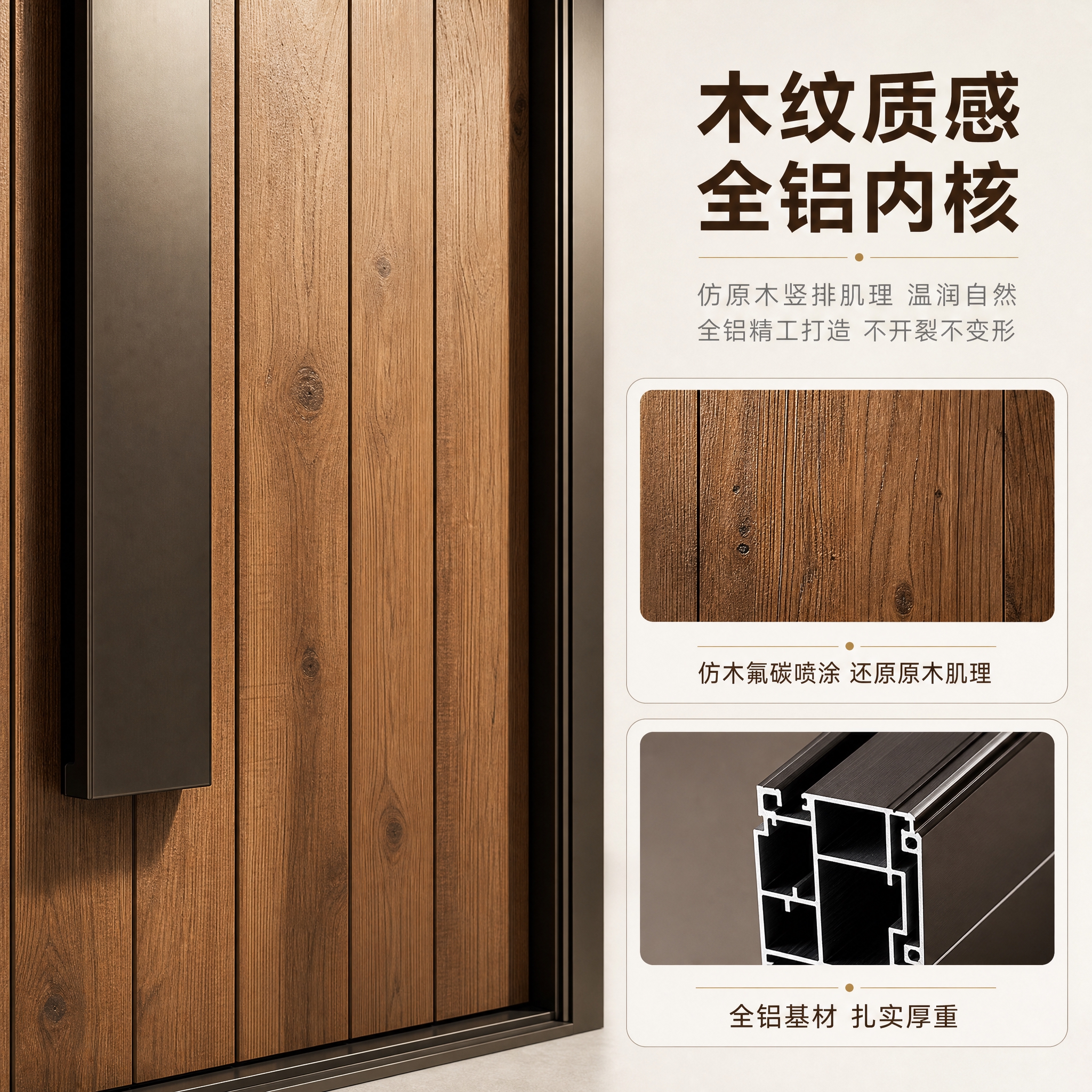 [主图-3] 材质与工艺细节，主题：竖向木纹肌理+全铝材质工艺… - 图片创意预览