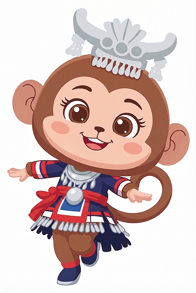 去掉这张猴子插画中所有的黑色轮廓描边，保留原有色彩、造型和结构，让画面干净柔和，适合包装使用