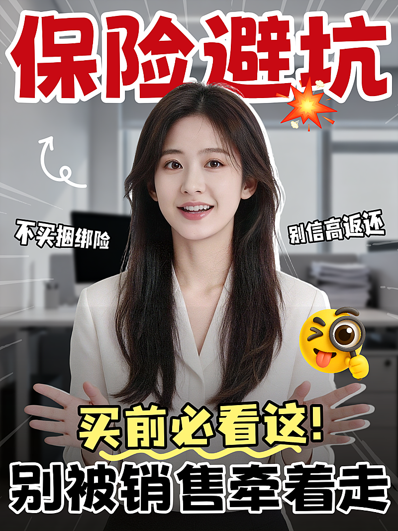 金融保险误区科普人像小红书封面