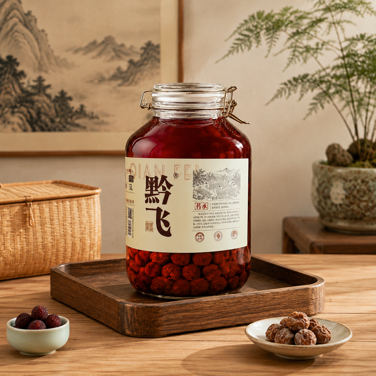 玻璃泡酒瓶，严格参照上传产品图1，完整保留所有可见组件、部件、… - 图片创意预览