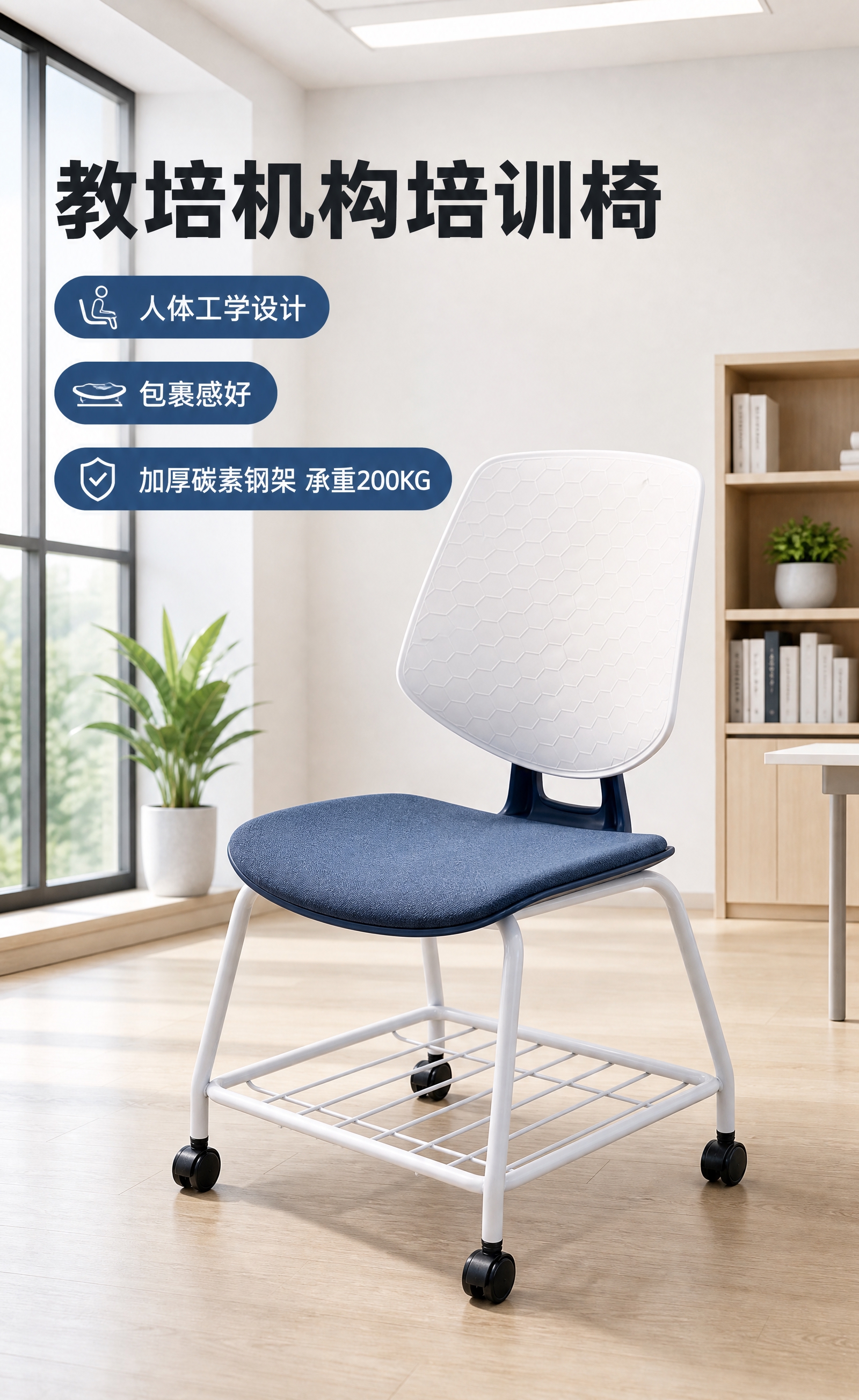 [主图-1] 首图：教培机构培训椅整椅主推展示，产品完整居中，… - 图片创意预览