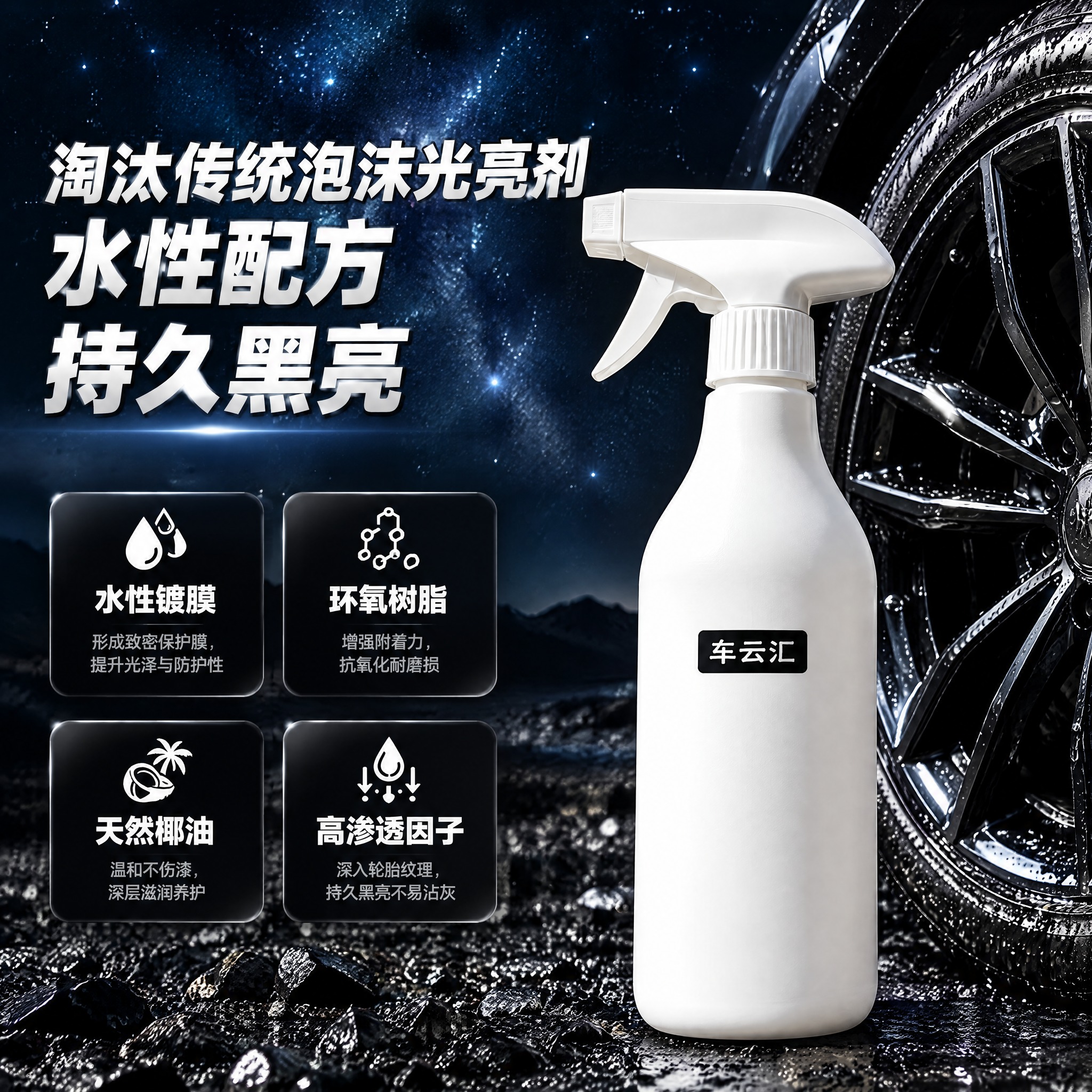 电商详情海报，写实产品摄影，高清质感，汽车养护详情海报。画面右… - 图片创意预览