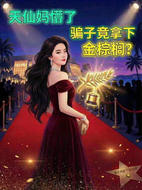 将“天仙妈懵了”改为荧光青绿（#00FFA0），呈现冷艳刺眼的视觉效果；将“骗子竟拿下金棕榈？”改为荧光黄（#FFFF00），呈现最亮最跳的视觉效果，保留原有的发光和描边效果，其他元素不变预览效果
