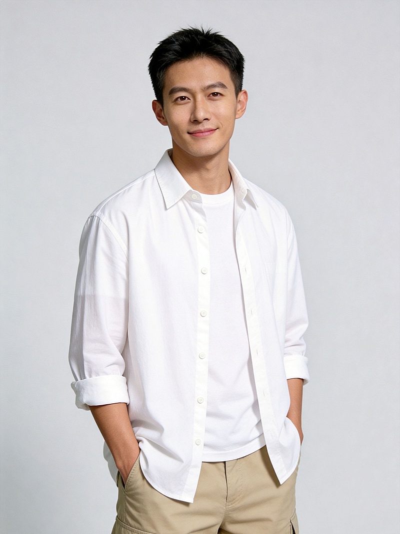 白衬衫休闲风男性职场形象照
