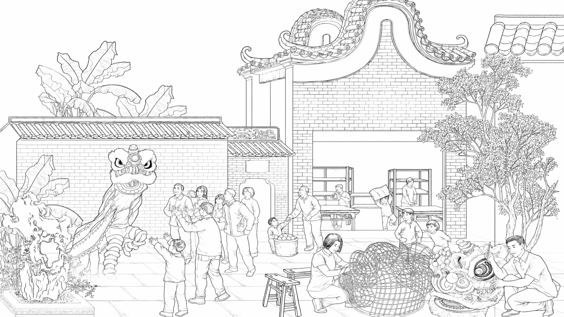 将原图转化为线稿形式，保留所有内容轮廓预览效果