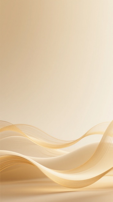 极简主义抽象背景，温暖的米黄色与浅金色渐变色调，柔和的光影效果，底部以流畅交织的金色曲线线条构成波浪状装饰元素，线条细腻且富有韵律感，整体画面简洁优雅，具有现代简约的设计感，营造出宁静柔和且高端的氛围，无文字及标识元素。预览效果