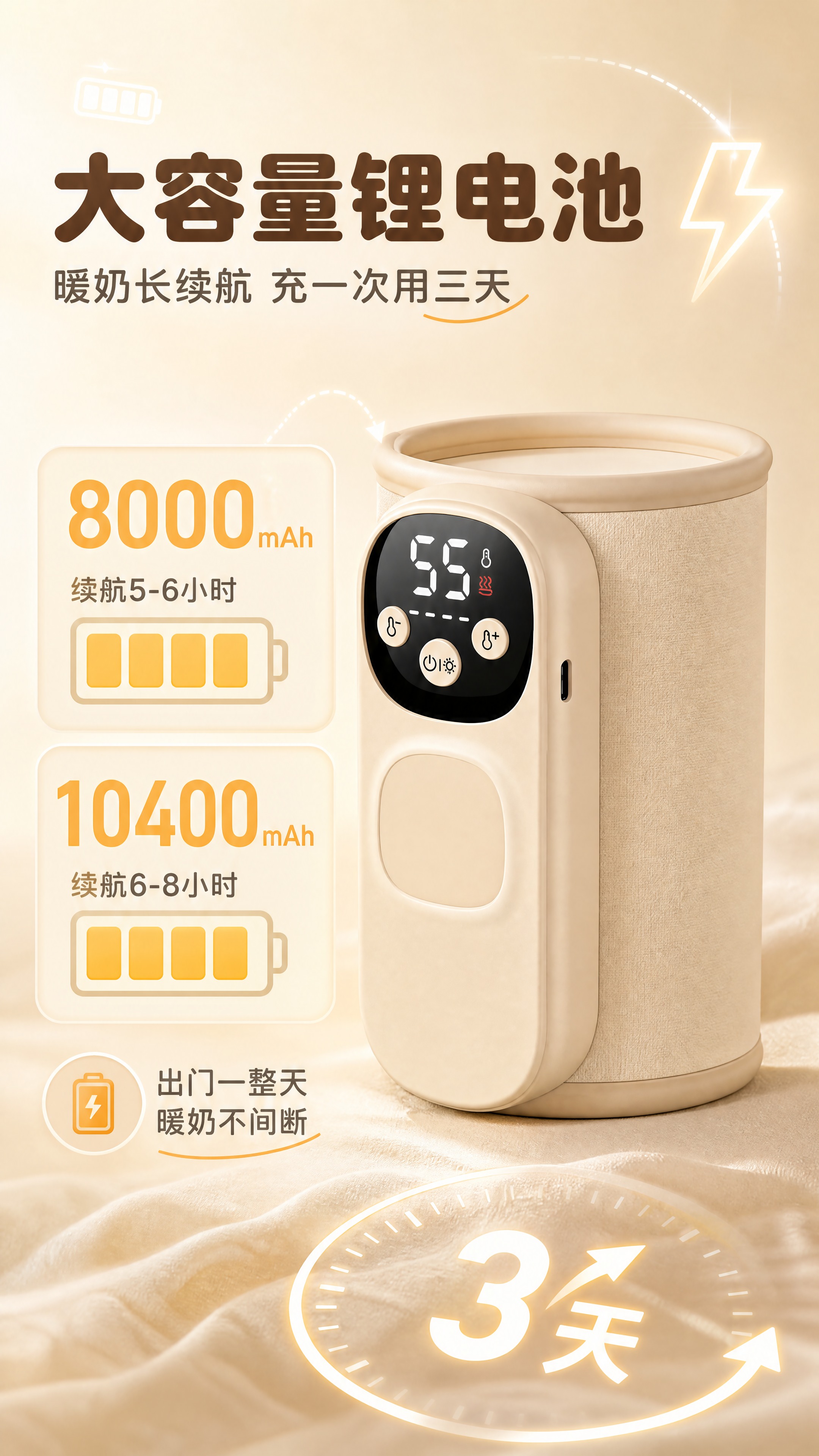 [商品] 使用【图1】米白色无线暖奶器保温套；将产品主体和上下… - 图片创意预览