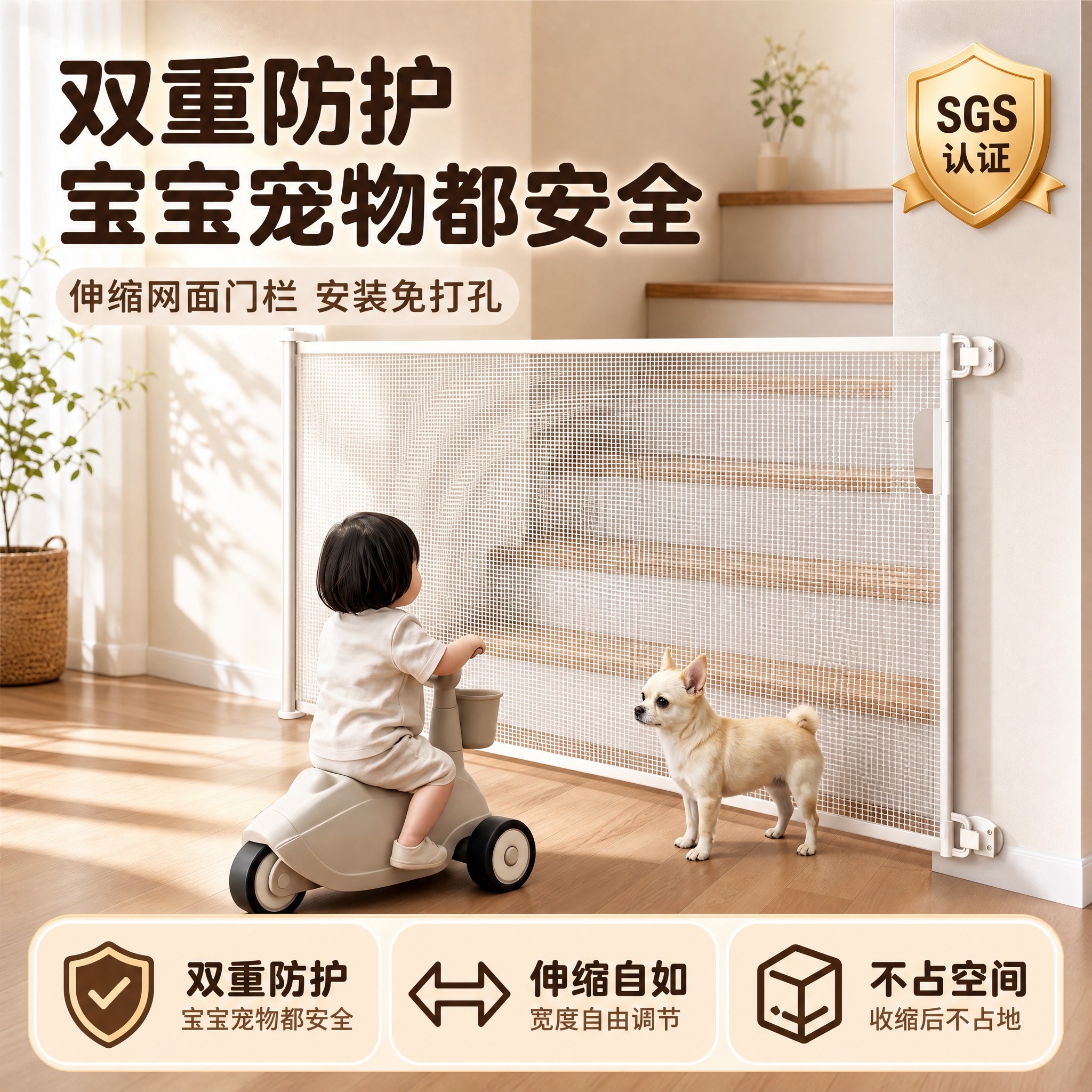 [单张主图] 儿童安全伸缩门栏 爆款促销感主图 淘宝天猫1:1… - 图片创意预览