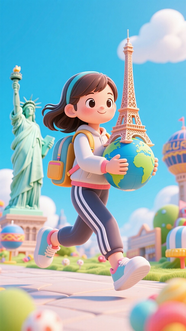 创意旅游3D人像元素