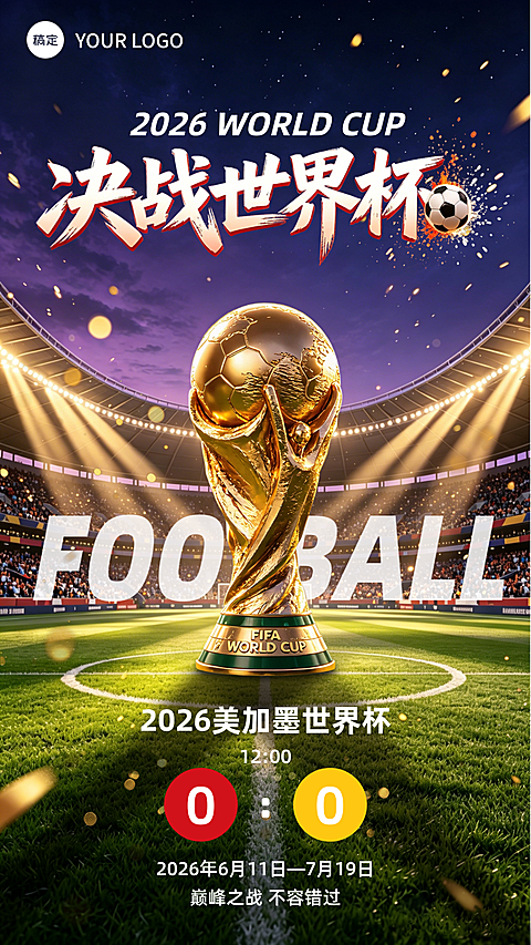 2026美加墨世界杯巅峰战宣传推广现代风竖版海报