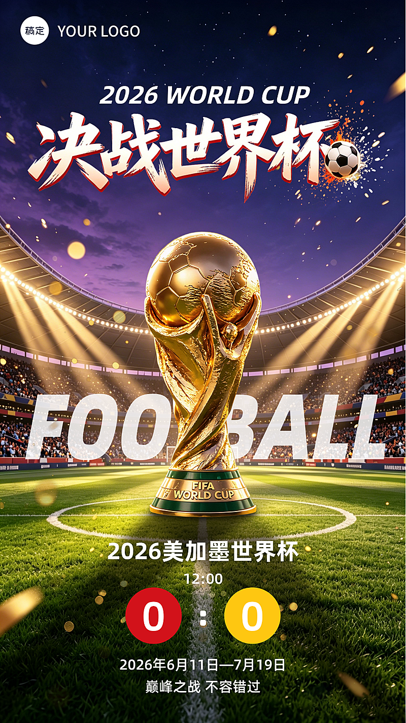 2026美加墨世界杯巅峰战宣传推广现代风竖版海报