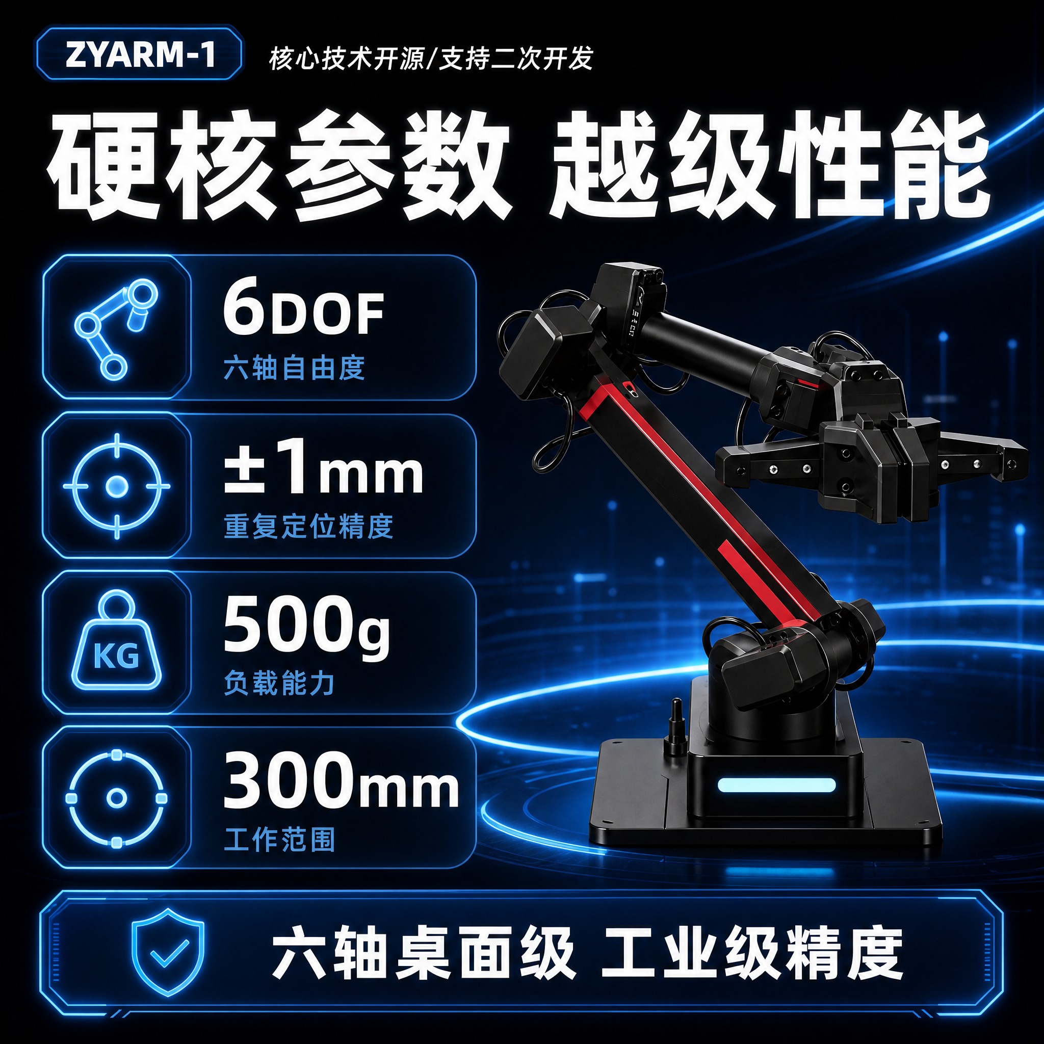 参考图六的深色科技工业风（深空黑背景+科技蓝发光线条+蓝色霓虹… - 图片创意预览