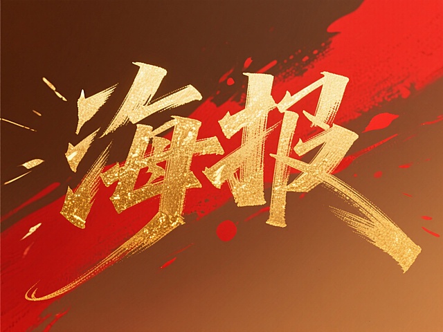 鎏金大字挥洒磅礴，红褐渐变背景激荡热血，国潮风韵融合金属质感，视觉冲击力十足，尽显奢华与力量之美。