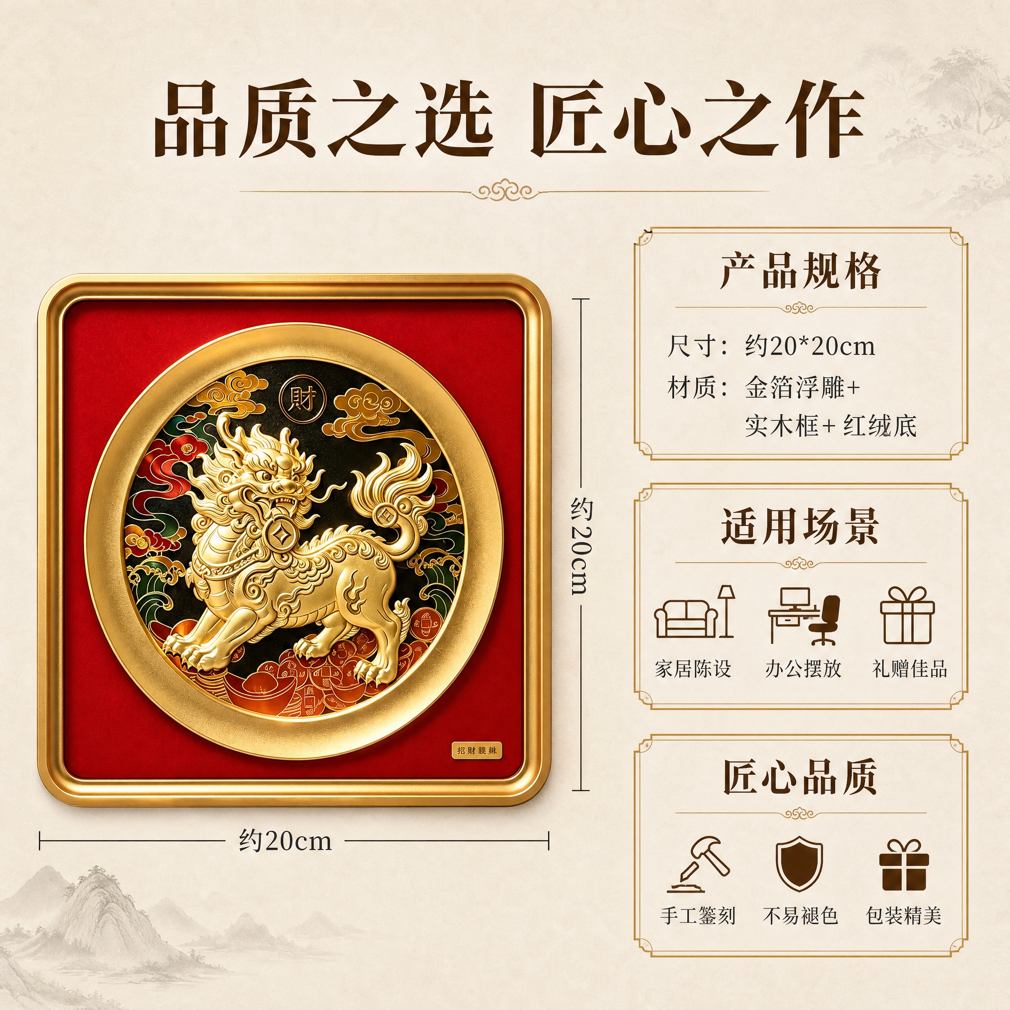 [主图-5] 产品细节与规格信息图，展示摆件尺寸、材质构成与多… - 图片创意预览