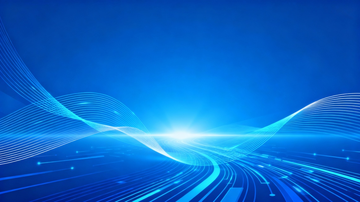 一张跨境电商会议的PPT封面背景，蓝色调，充满科技感，画面中包含抽象的互联网线条元素，线条流畅且富有动感，整体风格高大上，没有任何文字内容，光线效果明亮，具有未来感和专业感预览效果
