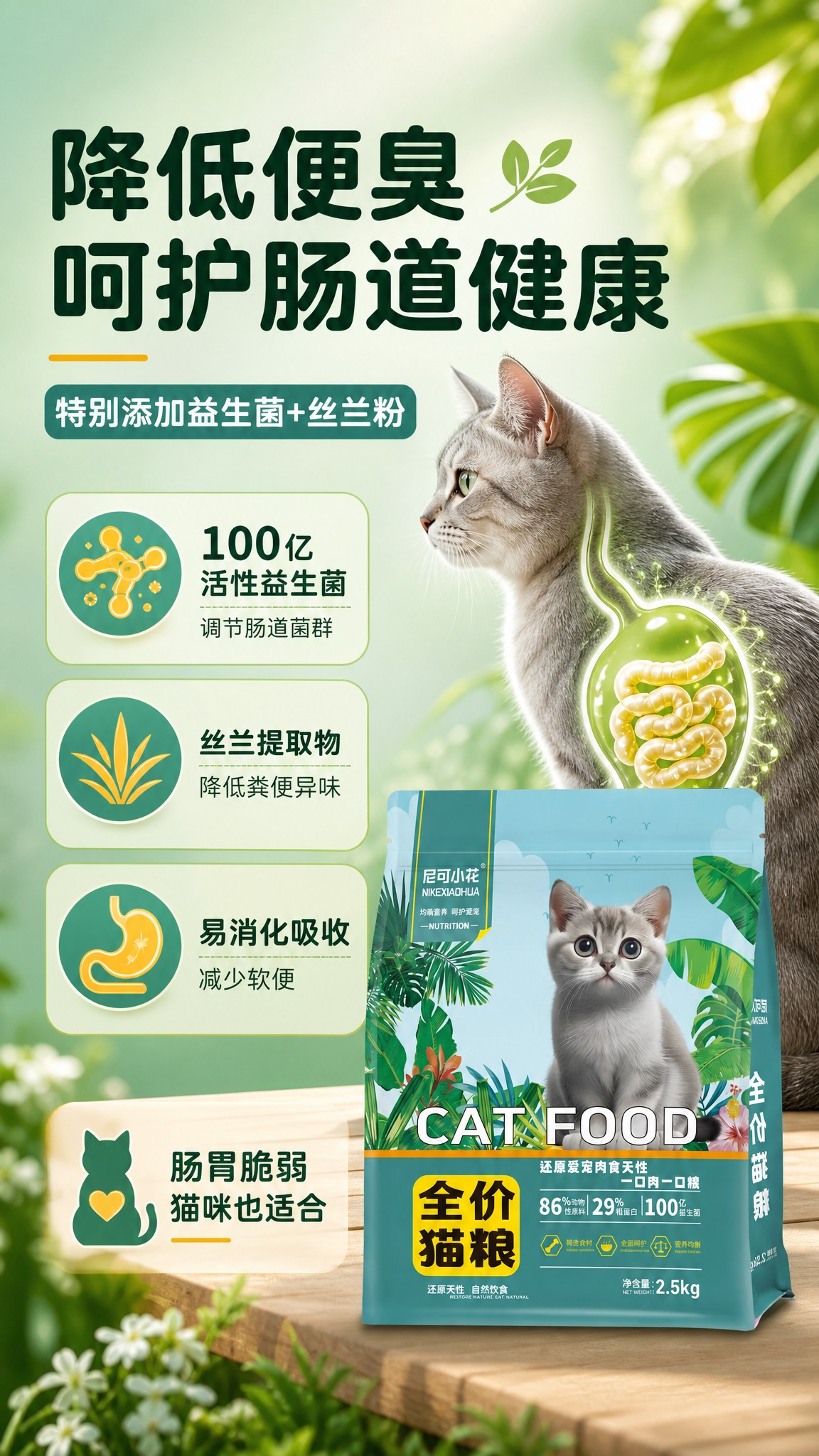 [商品] 使用【图2】尼可小花全价猫粮袋装产品；保留包装袋所有… - 图片创意预览