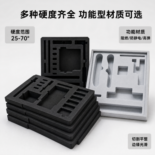 南京墨铠eva泡棉工厂 定制流程  联系客服 规格确认 精准制作 快递发货  加工工艺：切条 切片 单双面背胶  冲压异形 铣刀雕刻 振动刀雕刻  材料种类： 25-70硬度齐全  阻燃eva  防静预览效果