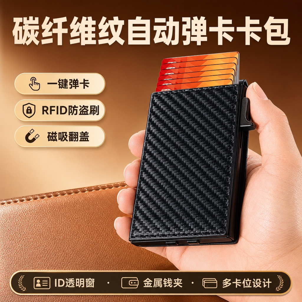 [商品] 使用【图1】黑色碳纤维纹RFID防盗刷卡包，保留碳纤… - 图片创意预览