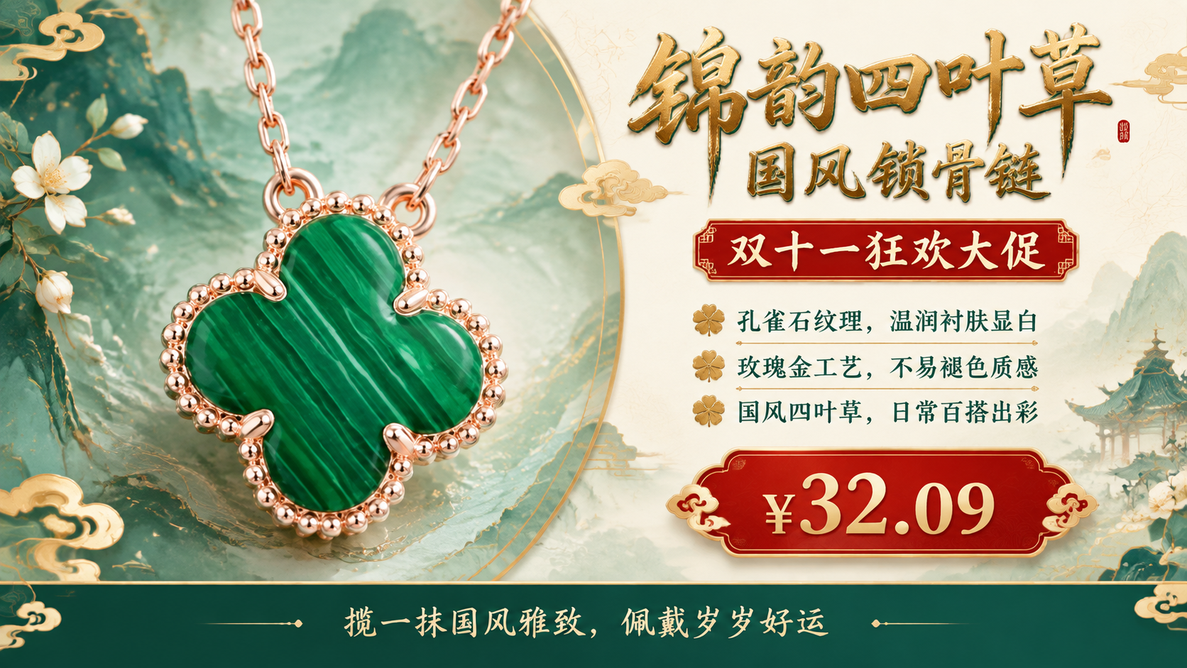 1200×600px横版电商大促海报，新中式国风，左右分栏排版… - 图片创意预览