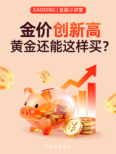3D金融黄金投资模板科普小红书封面