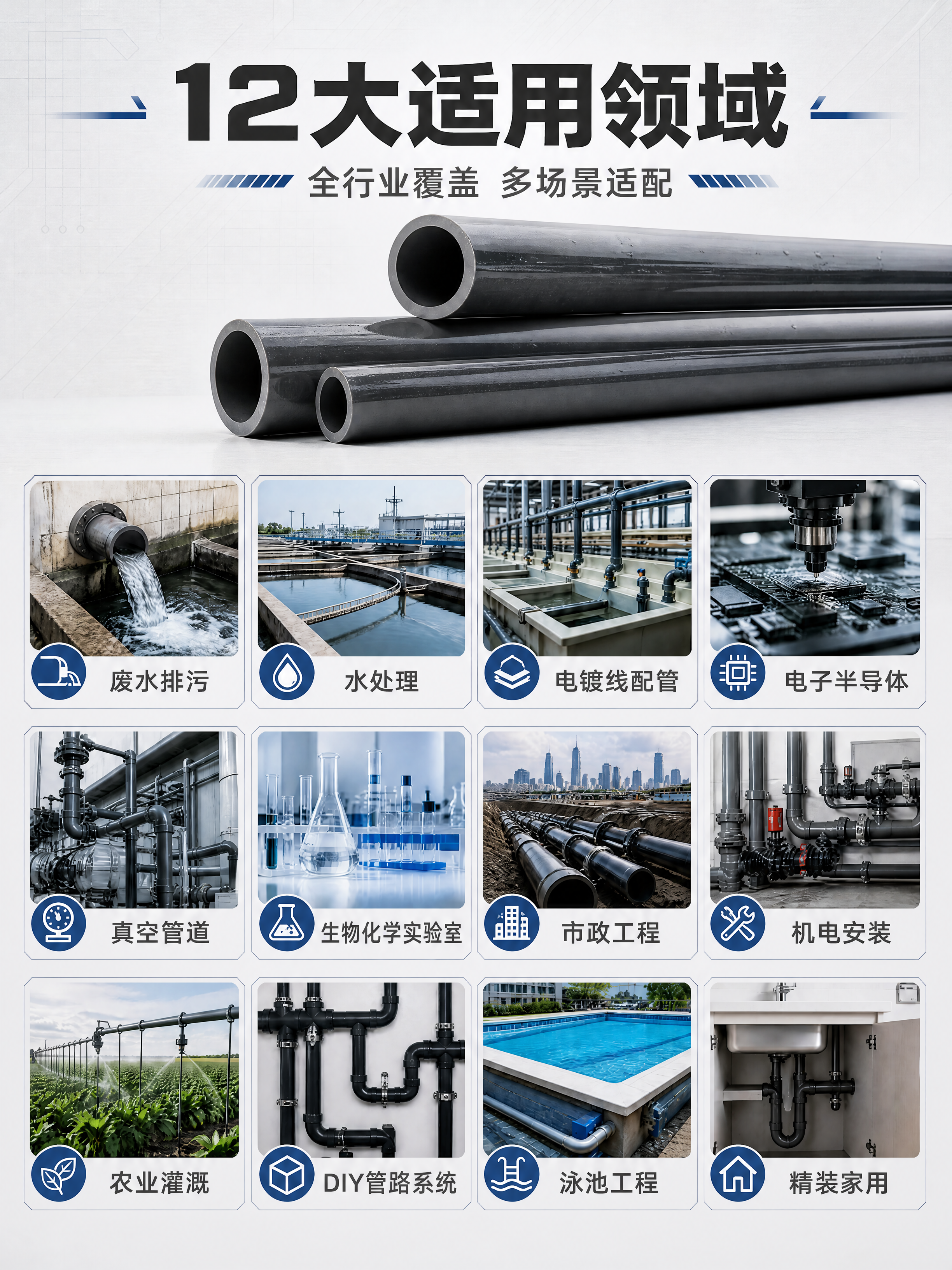 [商品] 使用【图1】工业UPVC化工管道，深灰色硬质塑料管，… - 图片创意预览