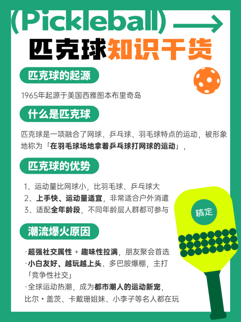 匹克球运动知识干货小红书爆款配图封面预览效果
