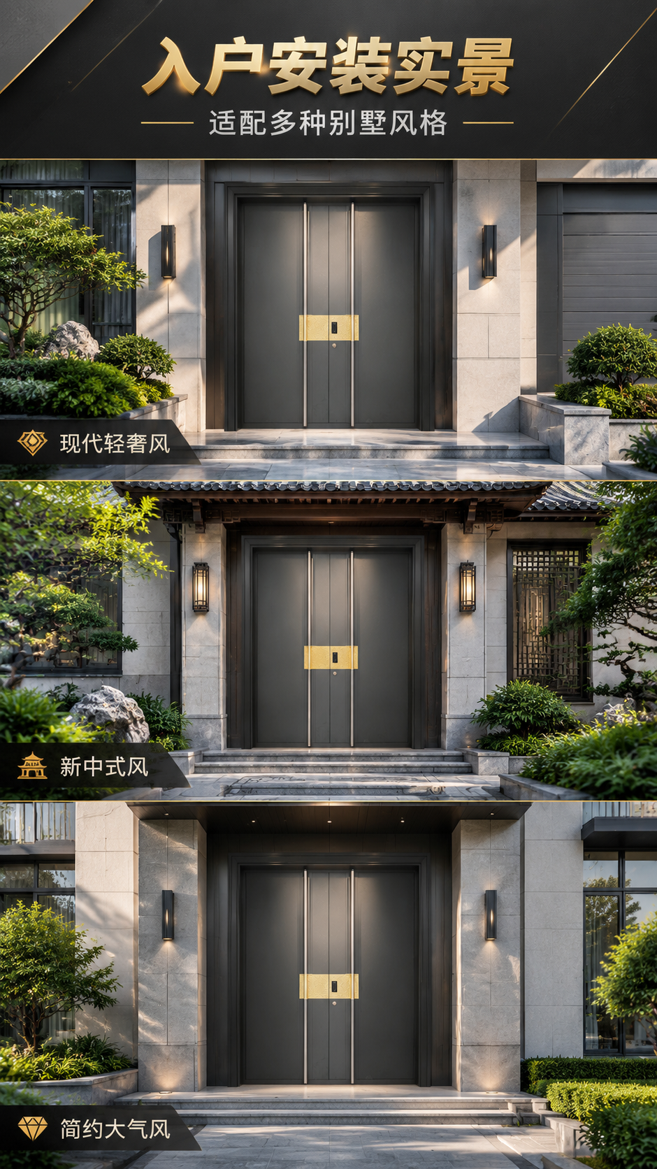 [商品] 使用【图1】全铝别墅大门，应用于不同别墅入户场景；保… - 图片创意预览