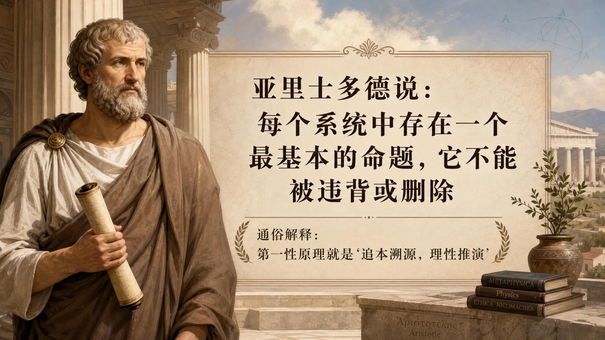 古希腊哲学家亚里士多德的人物形象，身穿古希腊长袍，站在古典柱式… - 图片创意预览