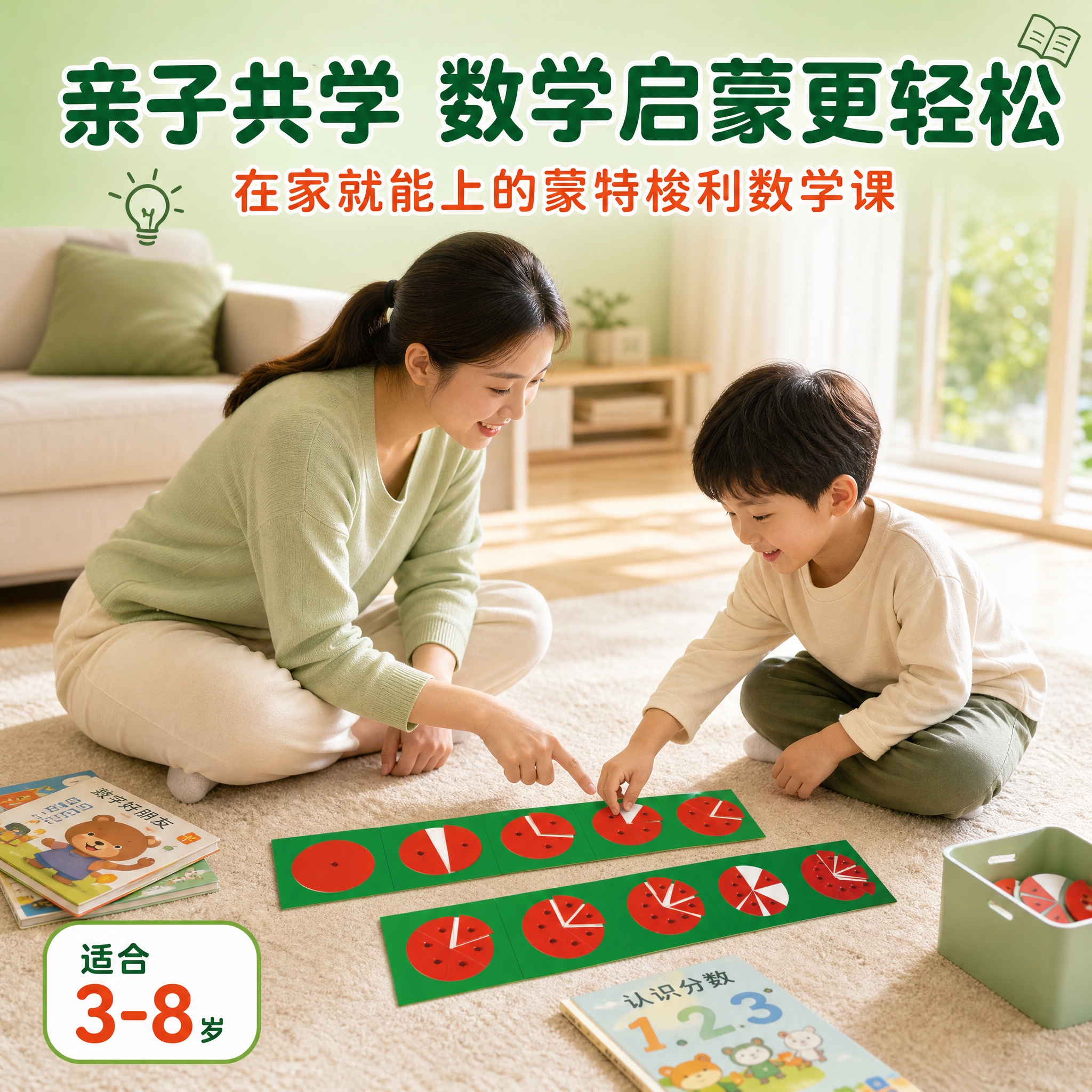 [主图-4] 主题：真实使用场景——亲子互动学数学，妈妈和孩子… - 图片创意预览